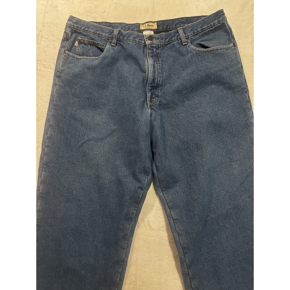 L.L. Bean Fleece Lined‎ Men's 42/29.5 Relaxed Fit Jeans Heavy Duty Denim Raw Hem - Picture 5 of 13